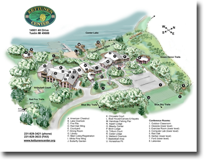 Click for larger map of Kettunen Center (PDF) 